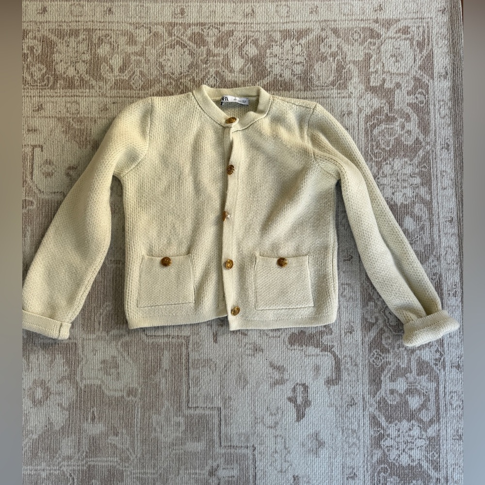 Zara Beige Cardigan with Button Detail